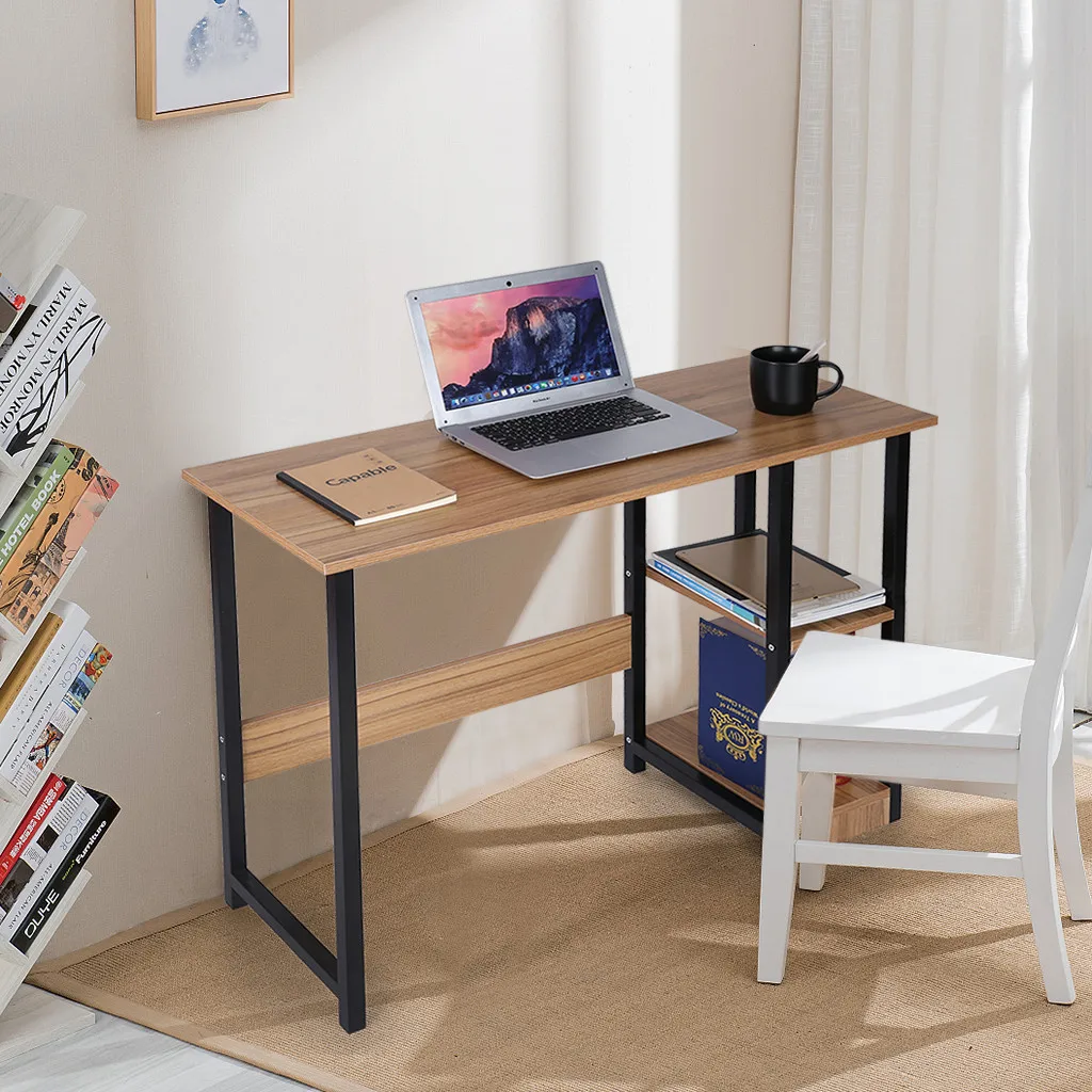 

Home Desktop Computer Office Desk Bedroom Laptop Study Table Workstation Wooden Bookshelf Writing Desk100cm компьютерный стол E3